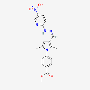 molecular formula C20H19N5O4 B3897970 methyl 4-{2,5-dimethyl-3-[2-(5-nitro-2-pyridinyl)carbonohydrazonoyl]-1H-pyrrol-1-yl}benzoate 