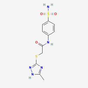 molecular formula C11H13N5O3S2 B3897996 N-[4-(aminosulfonyl)phenyl]-2-[(5-methyl-4H-1,2,4-triazol-3-yl)thio]acetamide 