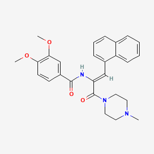 molecular formula C27H29N3O4 B3898076 3,4-dimethoxy-N-[1-[(4-methyl-1-piperazinyl)carbonyl]-2-(1-naphthyl)vinyl]benzamide 