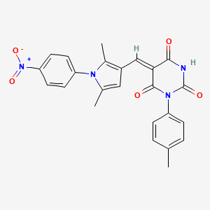 molecular formula C24H20N4O5 B3898081 5-{[2,5-dimethyl-1-(4-nitrophenyl)-1H-pyrrol-3-yl]methylene}-1-(4-methylphenyl)-2,4,6(1H,3H,5H)-pyrimidinetrione CAS No. 5909-30-8