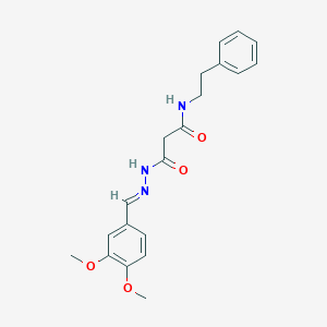 molecular formula C20H23N3O4 B389814 3-[2-(3,4-dimethoxybenzylidene)hydrazino]-3-oxo-N-(2-phenylethyl)propanamide 