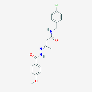 molecular formula C19H20ClN3O3 B389815 N-(4-chlorobenzyl)-3-[(4-methoxybenzoyl)hydrazono]butanamide 