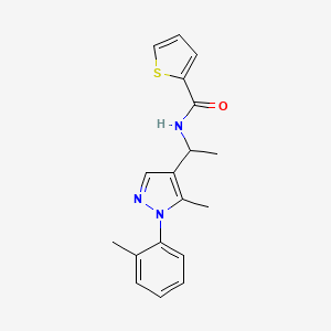 molecular formula C18H19N3OS B3898218 N-{1-[5-methyl-1-(2-methylphenyl)-1H-pyrazol-4-yl]ethyl}-2-thiophenecarboxamide 