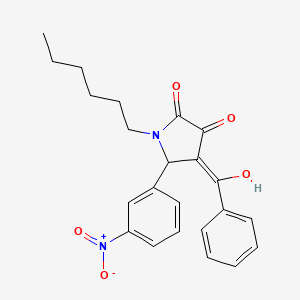 molecular formula C23H24N2O5 B3898243 4-benzoyl-1-hexyl-3-hydroxy-5-(3-nitrophenyl)-1,5-dihydro-2H-pyrrol-2-one 