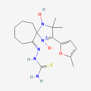 molecular formula C17H25N5O3S B3898270 4-hydroxy-3,3-dimethyl-2-(5-methyl-2-furyl)-1,4-diazaspiro[4.6]undec-1-en-6-one thiosemicarbazone 1-oxide 