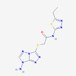 molecular formula C9H11N9OS2 B3898284 2-[(7-amino-7H-[1,2,4]triazolo[4,3-b][1,2,4]triazol-3-yl)thio]-N-(5-ethyl-1,3,4-thiadiazol-2-yl)acetamide 