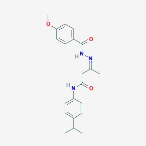 molecular formula C21H25N3O3 B389832 N-(4-isopropylphenyl)-3-[(4-methoxybenzoyl)hydrazono]butanamide 