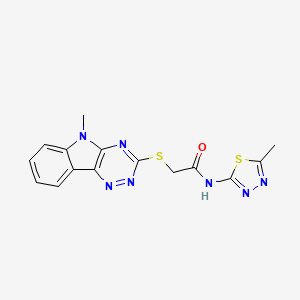 molecular formula C15H13N7OS2 B3898377 N-(5-methyl-1,3,4-thiadiazol-2-yl)-2-[(5-methyl-5H-[1,2,4]triazino[5,6-b]indol-3-yl)thio]acetamide 