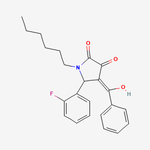 molecular formula C23H24FNO3 B3898384 4-benzoyl-5-(2-fluorophenyl)-1-hexyl-3-hydroxy-1,5-dihydro-2H-pyrrol-2-one 