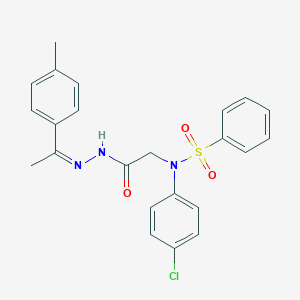 molecular formula C23H22ClN3O3S B389839 N-(4-chlorophenyl)-N-(2-{2-[1-(4-methylphenyl)ethylidene]hydrazino}-2-oxoethyl)benzenesulfonamide 