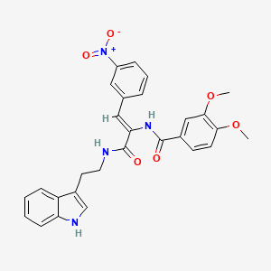 molecular formula C28H26N4O6 B3898415 N-[1-({[2-(1H-indol-3-yl)ethyl]amino}carbonyl)-2-(3-nitrophenyl)vinyl]-3,4-dimethoxybenzamide 