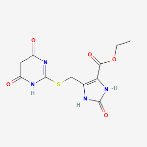 ethyl 5-[(4,6-dioxo-1H-pyrimidin-2-yl)sulfanylmethyl]-2-oxo-1,3-dihydroimidazole-4-carboxylate