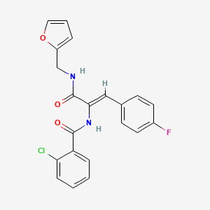 molecular formula C21H16ClFN2O3 B3898443 2-chloro-N-(2-(4-fluorophenyl)-1-{[(2-furylmethyl)amino]carbonyl}vinyl)benzamide 