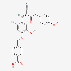 molecular formula C26H21BrN2O6 B3898492 4-[(5-bromo-4-{2-cyano-3-[(4-methoxyphenyl)amino]-3-oxo-1-propen-1-yl}-2-methoxyphenoxy)methyl]benzoic acid 