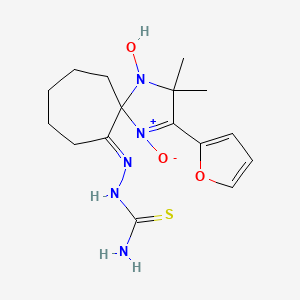 molecular formula C16H23N5O3S B3898506 [(E)-[3-(furan-2-yl)-1-hydroxy-2,2-dimethyl-4-oxido-1-aza-4-azoniaspiro[4.6]undec-3-en-6-ylidene]amino]thiourea 