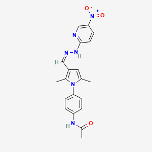 N-[4-[2,5-dimethyl-3-[(Z)-[(5-nitropyridin-2-yl)hydrazinylidene]methyl]pyrrol-1-yl]phenyl]acetamide