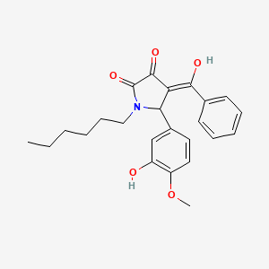 molecular formula C24H27NO5 B3898534 4-benzoyl-1-hexyl-3-hydroxy-5-(3-hydroxy-4-methoxyphenyl)-1,5-dihydro-2H-pyrrol-2-one 