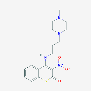 molecular formula C17H22N4O3S B3898555 4-{[3-(4-methyl-1-piperazinyl)propyl]amino}-3-nitro-2H-thiochromen-2-one 