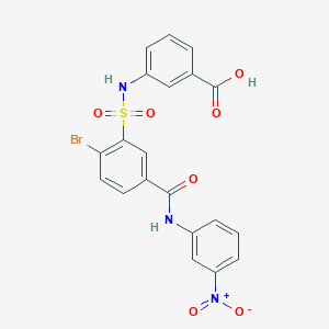 molecular formula C20H14BrN3O7S B3898700 3-{[(2-bromo-5-{[(3-nitrophenyl)amino]carbonyl}phenyl)sulfonyl]amino}benzoic acid 