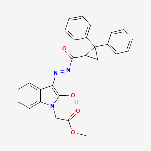 METHYL 2-[(3E)-3-{[(2,2-DIPHENYLCYCLOPROPYL)FORMAMIDO]IMINO}-2-OXO-2,3-DIHYDRO-1H-INDOL-1-YL]ACETATE