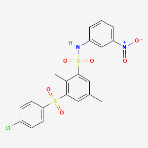 molecular formula C20H17ClN2O6S2 B3898735 3-[(4-chlorophenyl)sulfonyl]-2,5-dimethyl-N-(3-nitrophenyl)benzenesulfonamide 