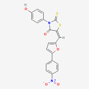 molecular formula C20H12N2O5S2 B3898779 3-(4-hydroxyphenyl)-5-{[5-(4-nitrophenyl)-2-furyl]methylene}-2-thioxo-1,3-thiazolidin-4-one 