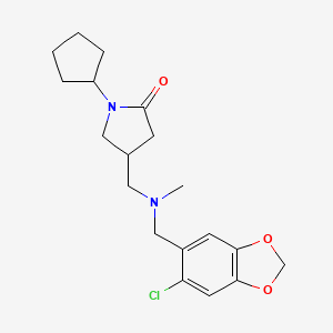 molecular formula C19H25ClN2O3 B3898793 4-{[[(6-chloro-1,3-benzodioxol-5-yl)methyl](methyl)amino]methyl}-1-cyclopentylpyrrolidin-2-one 