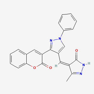 molecular formula C23H16N4O3 B3898885 (4Z)-3-methyl-4-[[3-(2-oxochromen-3-yl)-1-phenylpyrazol-4-yl]methylidene]-1H-pyrazol-5-one 