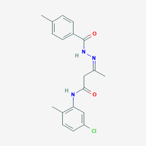 molecular formula C19H20ClN3O2 B389889 N-(5-chloro-2-methylphenyl)-3-[(4-methylbenzoyl)hydrazono]butanamide 