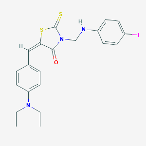 molecular formula C21H22IN3OS2 B389900 5-[4-(Diethylamino)benzylidene]-3-[(4-iodoanilino)methyl]-2-thioxo-1,3-thiazolidin-4-one 