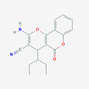 molecular formula C18H18N2O3 B3899019 2-amino-4-(1-ethylpropyl)-5-oxo-4H,5H-pyrano[3,2-c]chromene-3-carbonitrile 