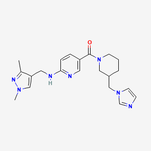 molecular formula C21H27N7O B3899082 N-[(1,3-dimethyl-1H-pyrazol-4-yl)methyl]-5-{[3-(1H-imidazol-1-ylmethyl)-1-piperidinyl]carbonyl}-2-pyridinamine 