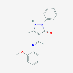 molecular formula C18H17N3O2 B389909 (4Z)-4-{[(2-methoxyphenyl)amino]methylidene}-3-methyl-1-phenyl-4,5-dihydro-1H-pyrazol-5-one CAS No. 184708-15-4