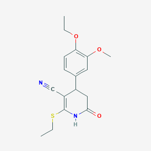 molecular formula C17H20N2O3S B3899103 4-(4-ethoxy-3-methoxyphenyl)-2-(ethylthio)-6-oxo-1,4,5,6-tetrahydro-3-pyridinecarbonitrile 