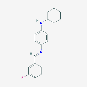 molecular formula C19H21FN2 B389911 N-cyclohexyl-N-{4-[(3-fluorobenzylidene)amino]phenyl}amine 