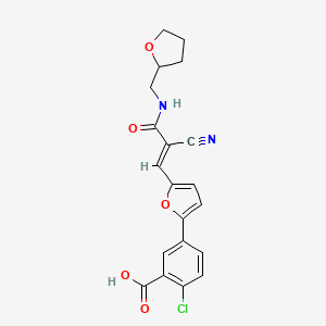 molecular formula C20H17ClN2O5 B3899141 2-chloro-5-[5-[(E)-2-cyano-3-oxo-3-(oxolan-2-ylmethylamino)prop-1-enyl]furan-2-yl]benzoic acid 