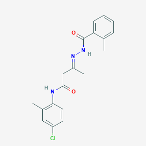molecular formula C19H20ClN3O2 B389915 N-(4-chloro-2-methylphenyl)-3-[(2-methylbenzoyl)hydrazono]butanamide 