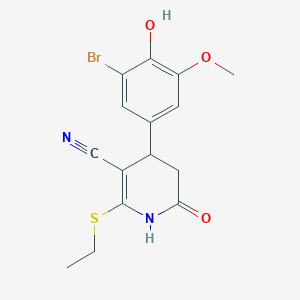 4-(3-bromo-4-hydroxy-5-methoxyphenyl)-2-(ethylthio)-6-oxo-1,4,5,6-tetrahydro-3-pyridinecarbonitrile