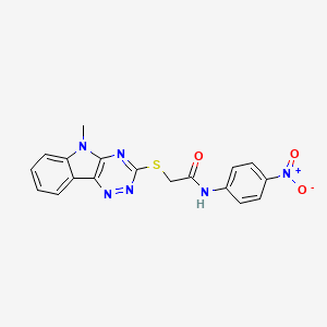 2-[(5-methyl-5H-[1,2,4]triazino[5,6-b]indol-3-yl)thio]-N-(4-nitrophenyl)acetamide