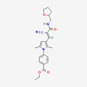 molecular formula C24H27N3O4 B3899233 ethyl 4-(3-{2-cyano-3-oxo-3-[(tetrahydro-2-furanylmethyl)amino]-1-propen-1-yl}-2,5-dimethyl-1H-pyrrol-1-yl)benzoate 