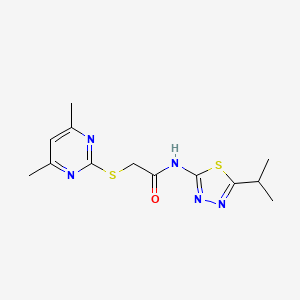 molecular formula C13H17N5OS2 B3899238 2-[(4,6-dimethyl-2-pyrimidinyl)thio]-N-(5-isopropyl-1,3,4-thiadiazol-2-yl)acetamide 