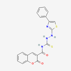 molecular formula C20H14N4O3S2 B3899257 2-oxo-N-{[2-(4-phenyl-1,3-thiazol-2-yl)hydrazino]carbonothioyl}-2H-chromene-3-carboxamide 