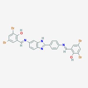molecular formula C27H16Br4N4O2 B389928 2,4-dibromo-6-{[(2-{4-[(3,5-dibromo-2-hydroxybenzylidene)amino]phenyl}-1H-benzimidazol-6-yl)imino]methyl}phenol 