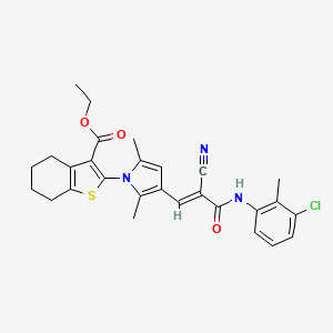 ethyl 2-(3-{3-[(3-chloro-2-methylphenyl)amino]-2-cyano-3-oxo-1-propen-1-yl}-2,5-dimethyl-1H-pyrrol-1-yl)-4,5,6,7-tetrahydro-1-benzothiophene-3-carboxylate