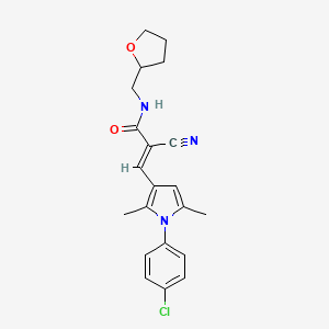 molecular formula C21H22ClN3O2 B3899322 (2E)-3-[1-(4-chlorophenyl)-2,5-dimethyl-1H-pyrrol-3-yl]-2-cyano-N-(tetrahydrofuran-2-ylmethyl)prop-2-enamide 