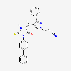 3-(4-{[1-(4-biphenylyl)-5-oxo-2-thioxo-4-imidazolidinylidene]methyl}-3-phenyl-1H-pyrazol-1-yl)propanenitrile