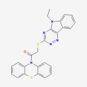 molecular formula C25H19N5OS2 B3899366 10-{[(5-ethyl-5H-[1,2,4]triazino[5,6-b]indol-3-yl)thio]acetyl}-10H-phenothiazine 