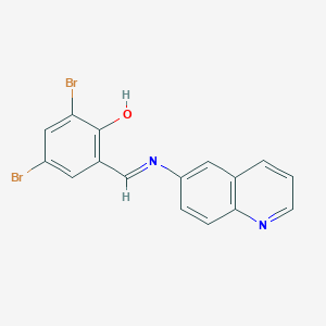 2,4-dibromo-6-[(E)-(quinolin-6-ylimino)methyl]phenol