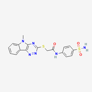 molecular formula C18H16N6O3S2 B3899392 N-[4-(aminosulfonyl)phenyl]-2-[(5-methyl-5H-[1,2,4]triazino[5,6-b]indol-3-yl)thio]acetamide 