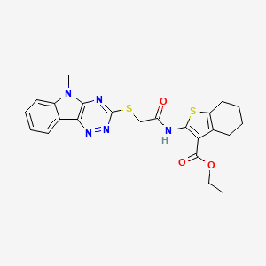 ETHYL 2-[2-({5-METHYL-5H-[1,2,4]TRIAZINO[5,6-B]INDOL-3-YL}SULFANYL)ACETAMIDO]-4,5,6,7-TETRAHYDRO-1-BENZOTHIOPHENE-3-CARBOXYLATE